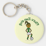 Dark Soccer Girl in Green Keychains