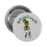 Dark Soccer Girl in Green Pins