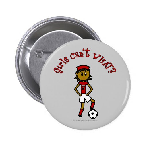 Dark Soccer Girl in Red Buttons