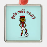 Dark Soccer Girl in Red Ornaments