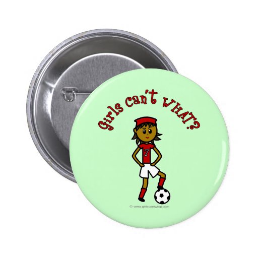 Dark Soccer Girl in Red Pins