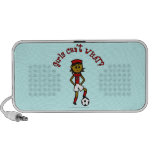 Dark Soccer Girl in Red Uniform Mini Speakers