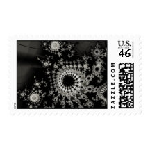 Dark Spirals Fractal Postage Stamp