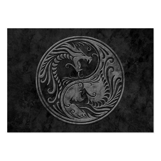 Dark Stone Yin Yang Dragons Business Card (front side)