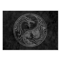 Dark Stone Yin Yang Dragons Business Card