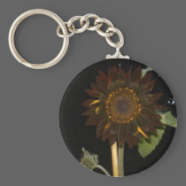Dark Sunflower at Night keychains
