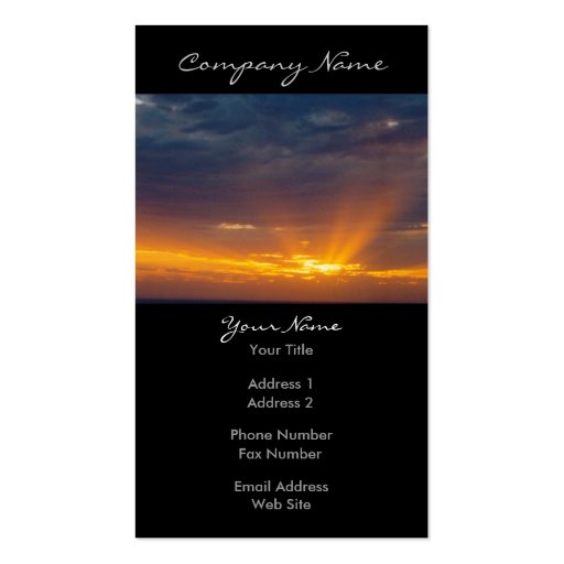 Dark Sunset Photo Business Cards (front side)