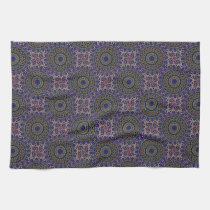 Dark Tapestry Tiled Kaleido Pattern kitchen towels
