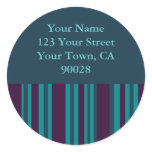 dark teal and purple striped address labels stickers