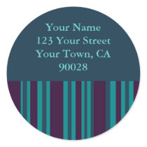 dark teal and purple striped address labels stickers