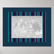 Dark teal and purple stripes photo frame print