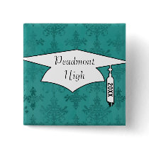 dark teal blue green distressed damask pin