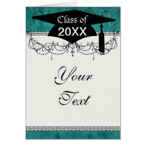 dark teal blue green distressed damask cards