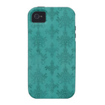 dark teal blue green distressed damask iPhone 4 case