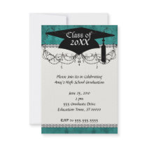 dark teal blue green distressed damask invite