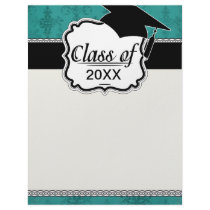 dark teal blue green distressed damask custom letterhead