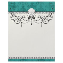 dark teal blue green distressed damask customized letterhead
