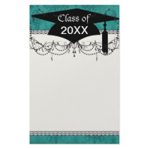 dark teal blue green distressed damask personalized stationery