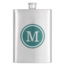 Dark Teal Custom Personalized Monogram Flask