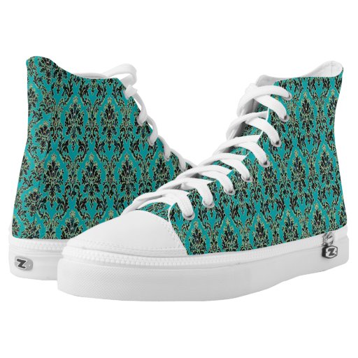 Dark Teal Damask Print Printed Shoes Zazzle
