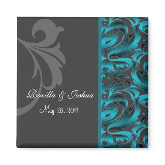 Dark Teal Damask Save The Date Wedding Magnet magnet