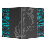 Dark Teal Damask Scroll Wedding Album Binder