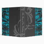 Dark Teal Damask Scroll Wedding Album Binder