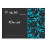 Dark Teal Damask Wedding Table PlaceCard Business Card Templates