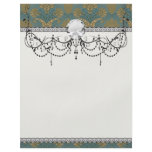 dark teal green and gold damask flyers