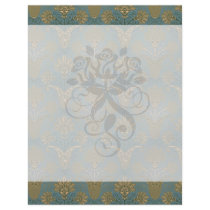 dark teal green and gold damask flyer design