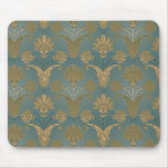 dark teal green and gold damask mouse pad