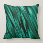 Dark teal green satin waves throw pillow