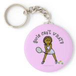 Dark Tennis Player Girl Keychain