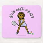 Dark Tennis Player Girl Mouse Pad