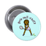 Dark Tennis Player Girl Pinback Button