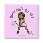 Dark Tennis Player Girl Refrigerator Magnet