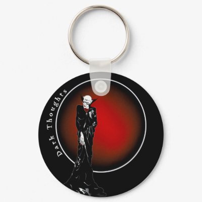 Dark Thoughts Illustration Keychain by MoonArtandDesigns
