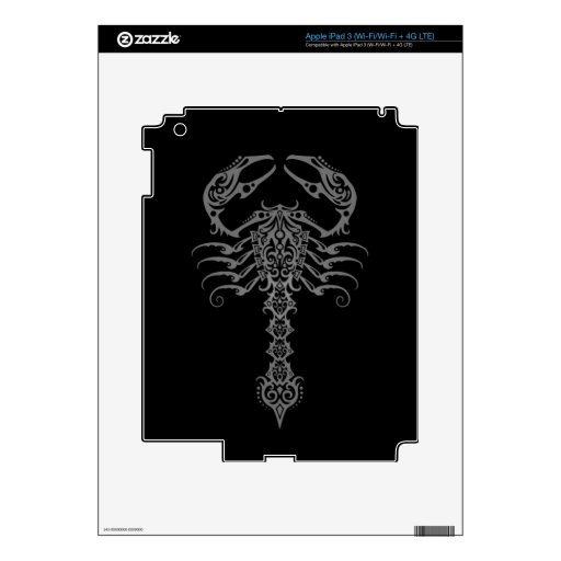 Dark Tribal Scorpion Decals For iPad 3