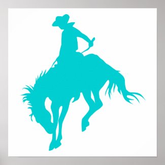 Dark Turquoise Cowboy Poster