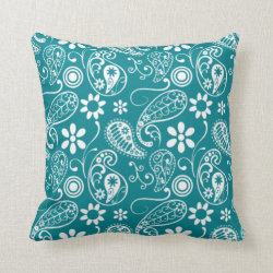 Dark Turquoise Paisley; Floral Pillows