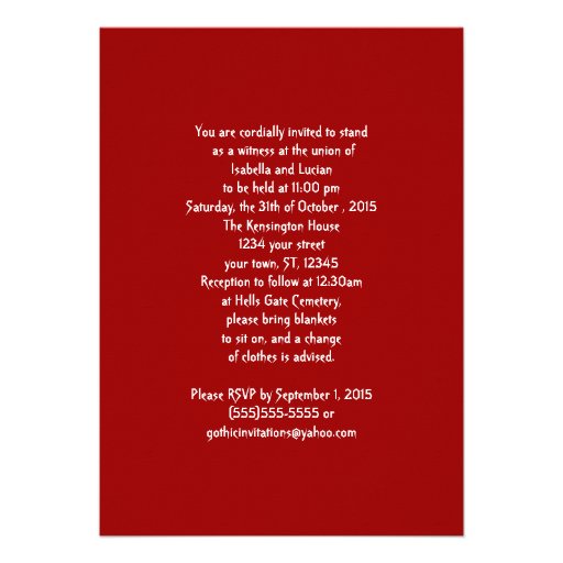 Dark Union Vampire Goth Wedding Card