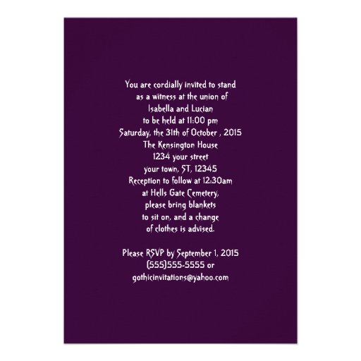 Dark Union Vampire Goth Wedding Personalized Invitations