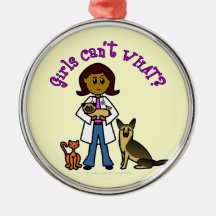 Dark Veterinarian Girl Christmas Tree Ornaments
