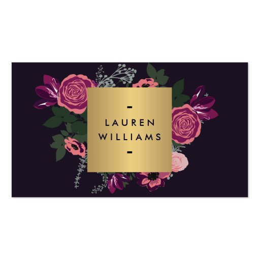 Dark Vintage Modern Floral Motif Luxe Designer II Business Card Templates