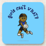 Dark Volleyball Girl in Blue Uniform Drink Coasters