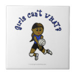 Dark Volleyball Girl in Blue Uniform Tile