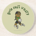 Dark Volleyball Girl in Green Uniform Beverage Coaster