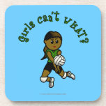 Dark Volleyball Girl in Green Uniform Drink Coasters