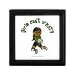 Dark Volleyball Girl in Green Uniform Trinket Boxes