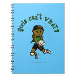 Dark Volleyball Girl in Green Uniform Spiral Note Book